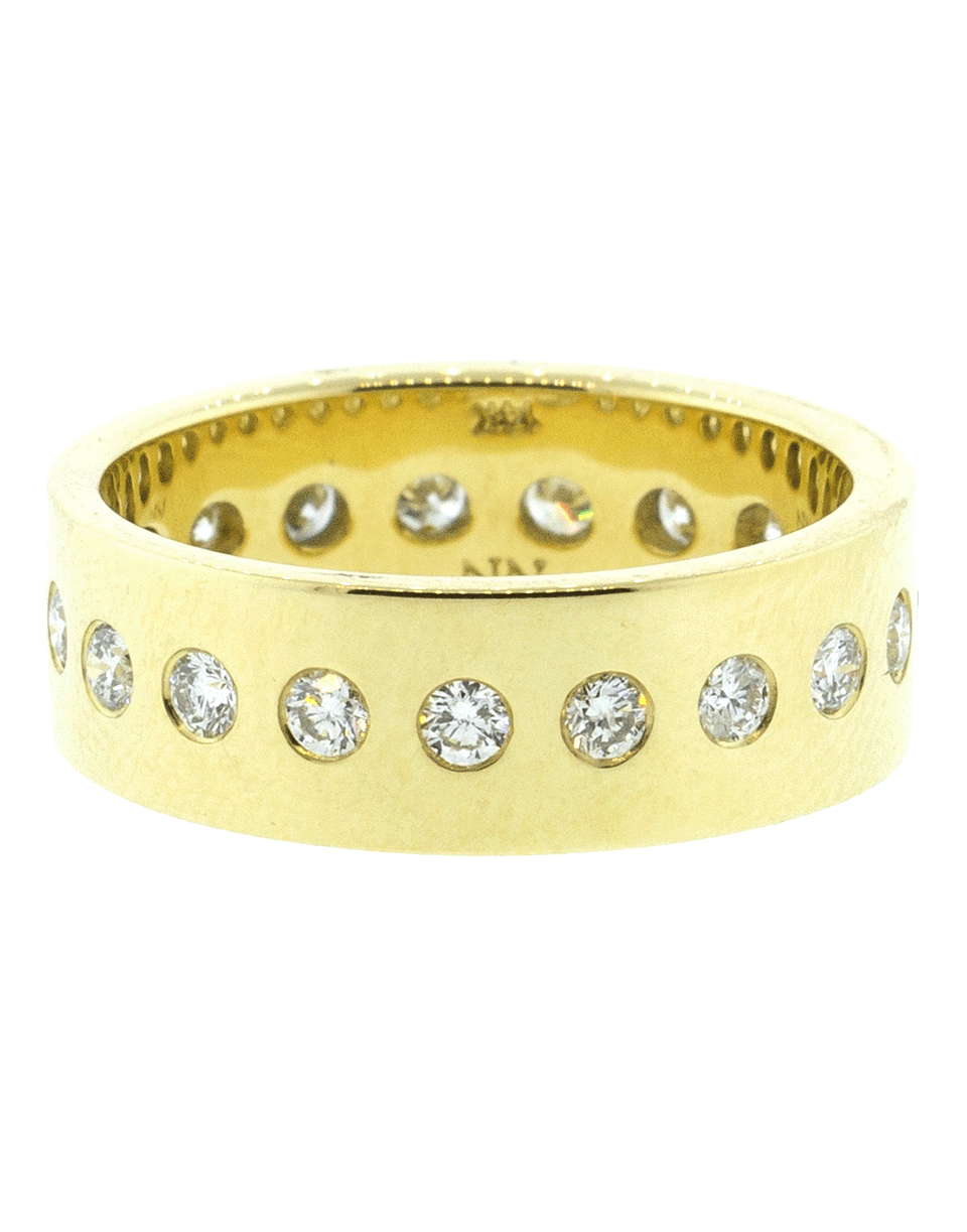 NANCY NEWBERG-Polished Narrow Diamond Cigar Band Ring-YELLOW GOLD
