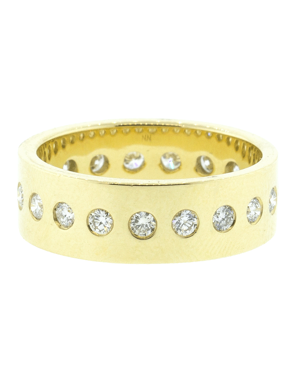 NANCY NEWBERG-Polished Narrow Diamond Cigar Band Ring-YELLOW GOLD