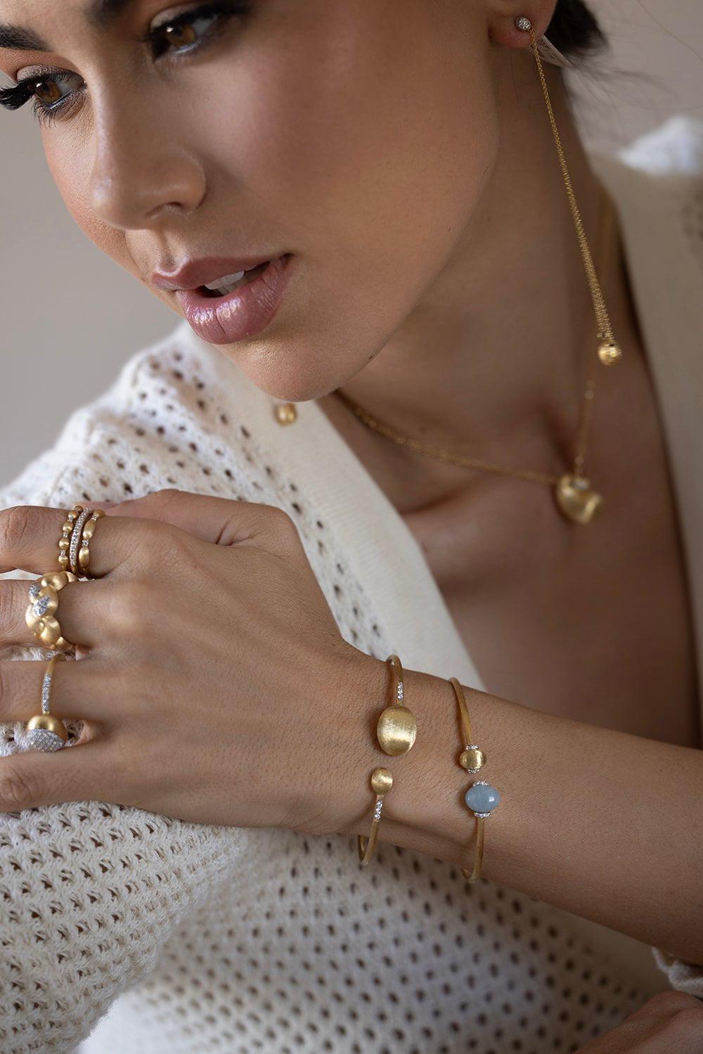 NANIS-Azure Milky Aquamarine Bracelet-YELLOW GOLD