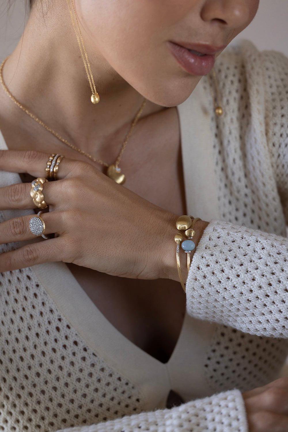 NANIS-Azure Milky Aquamarine Bracelet-YELLOW GOLD