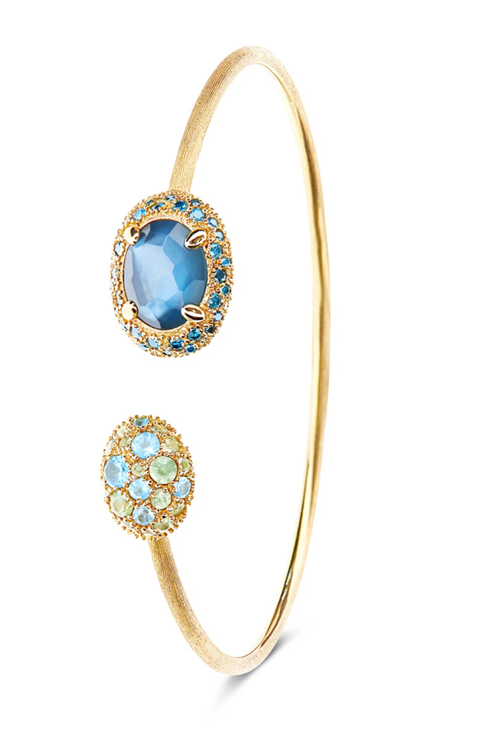 NANIS-Reverse Swiss Blue Topaz Bangle-YELLOW GOLD