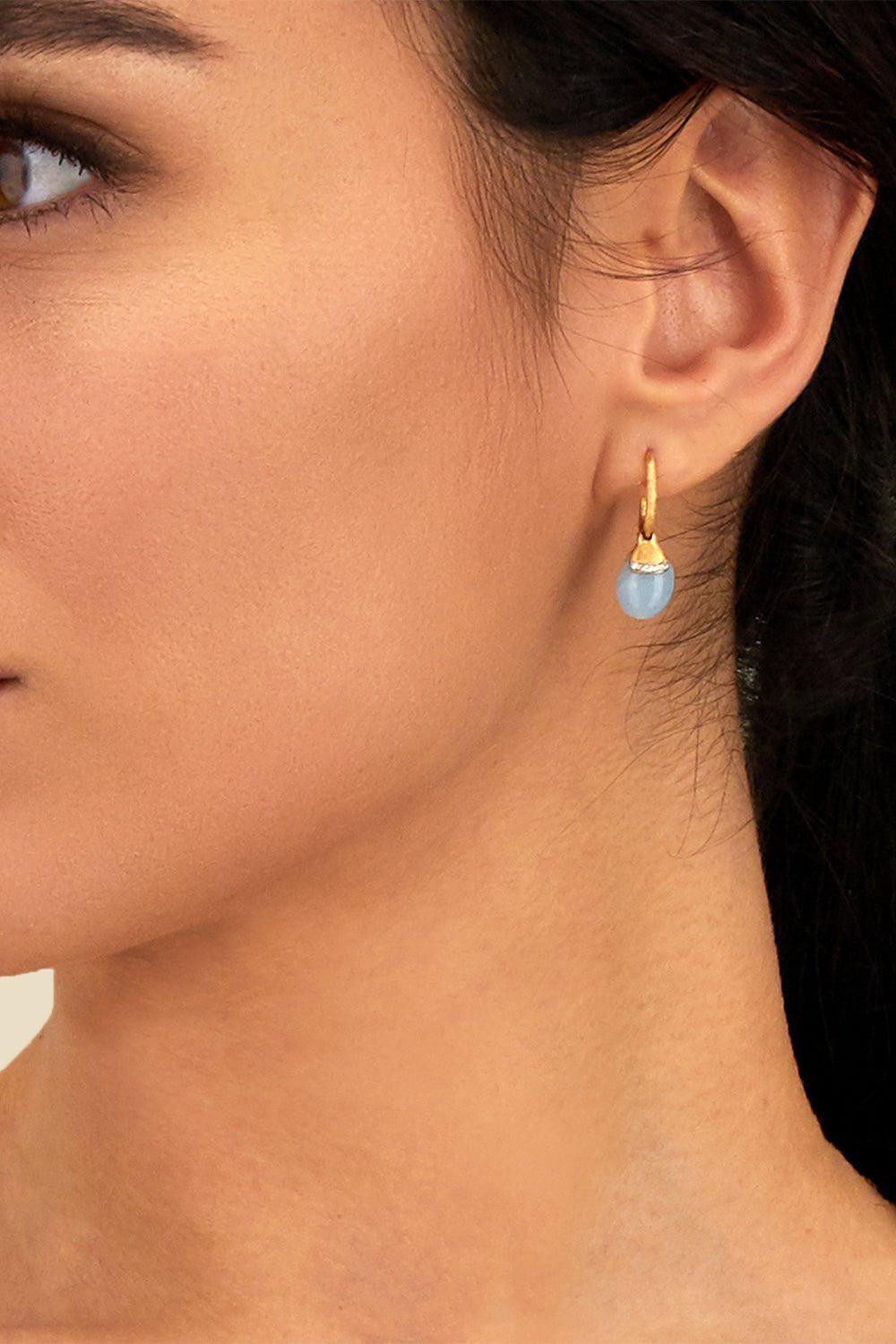 NANIS-Azure Aquamarine Small Drop Earring-YELLOW GOLD