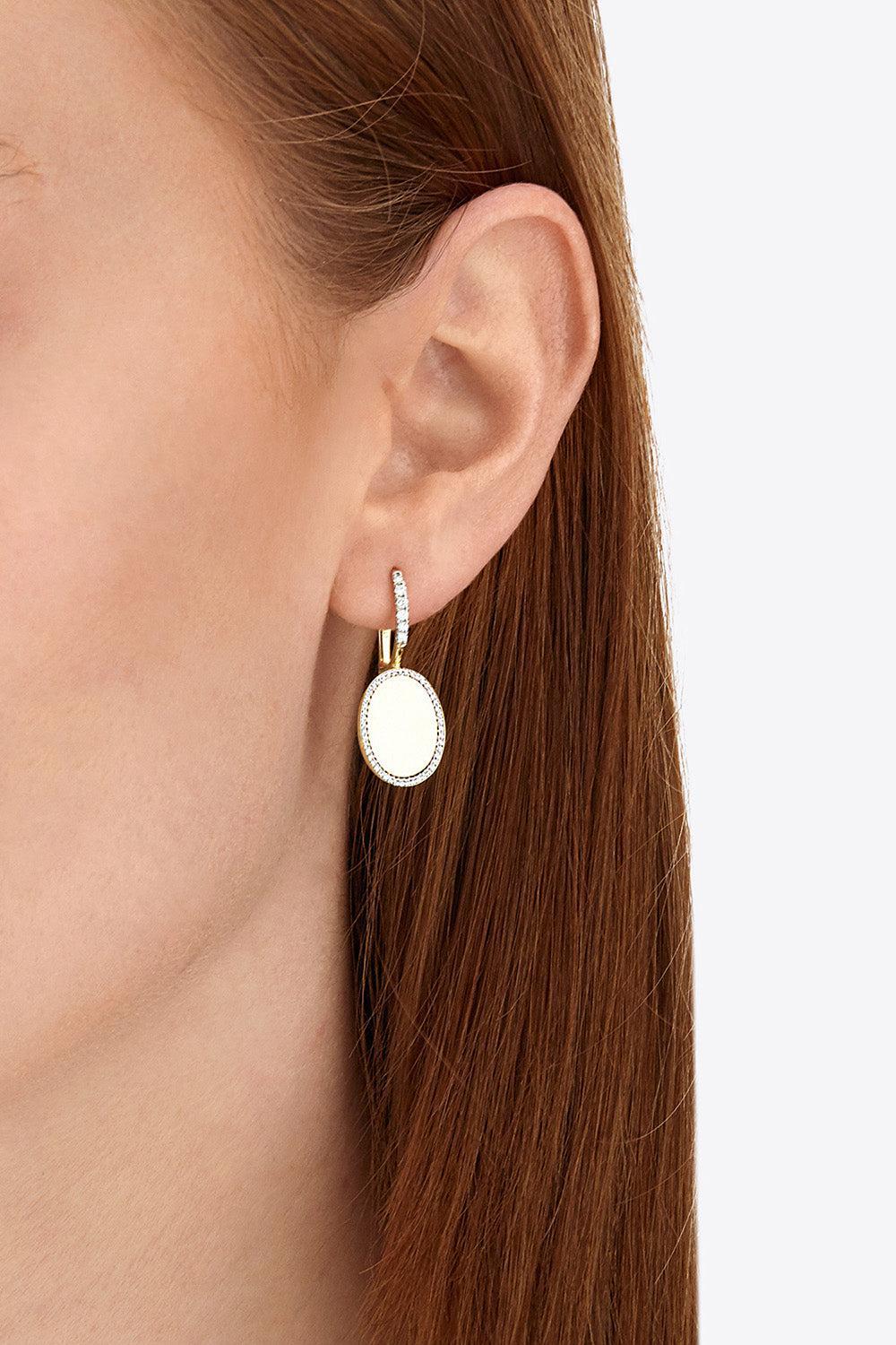 Diamond Halo Sway Circle Drop Earrings