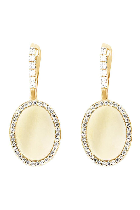 Diamond Halo Sway Circle Drop Earrings-YELLOW GOLD-JEWELRYFINE JEWELEARRING-NANIS