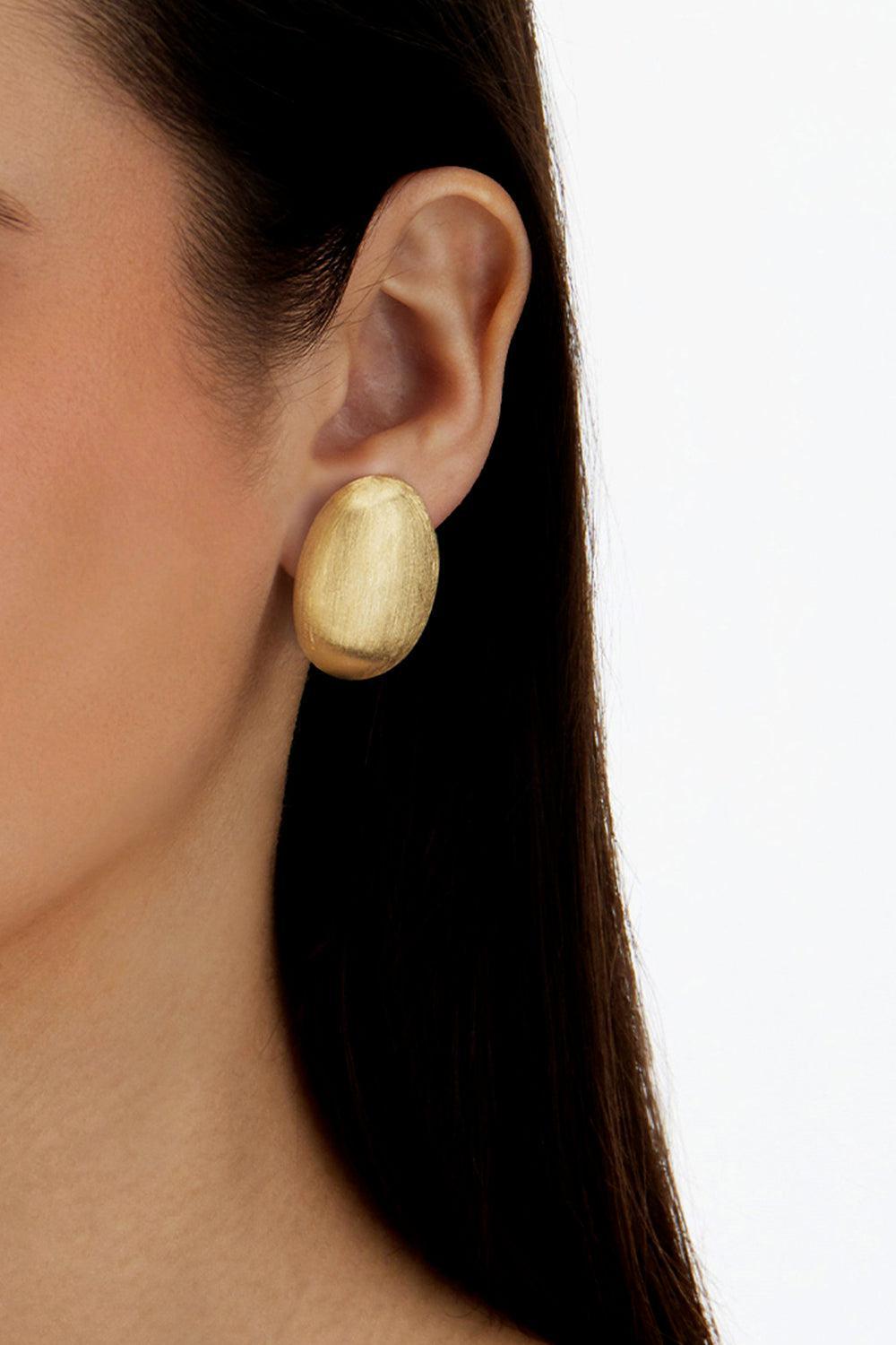 NANIS-Large "Muse" Gold Perle Stud Earrings-YELLOW GOLD