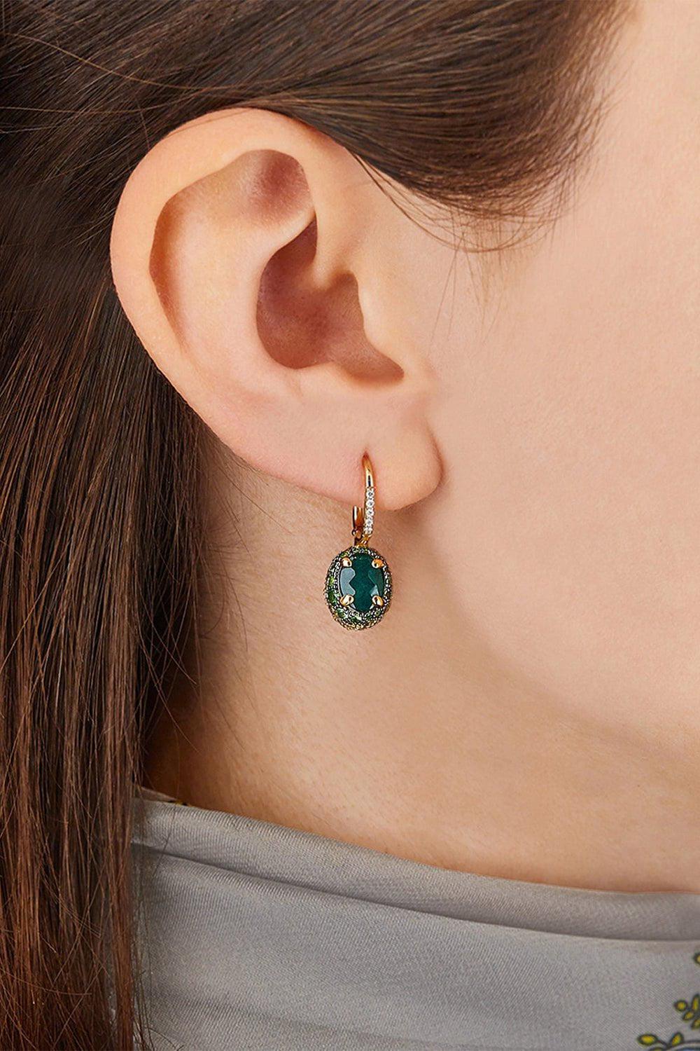 NANIS-Reverse Small Labradorite Drop Earrings-YELLOW GOLD