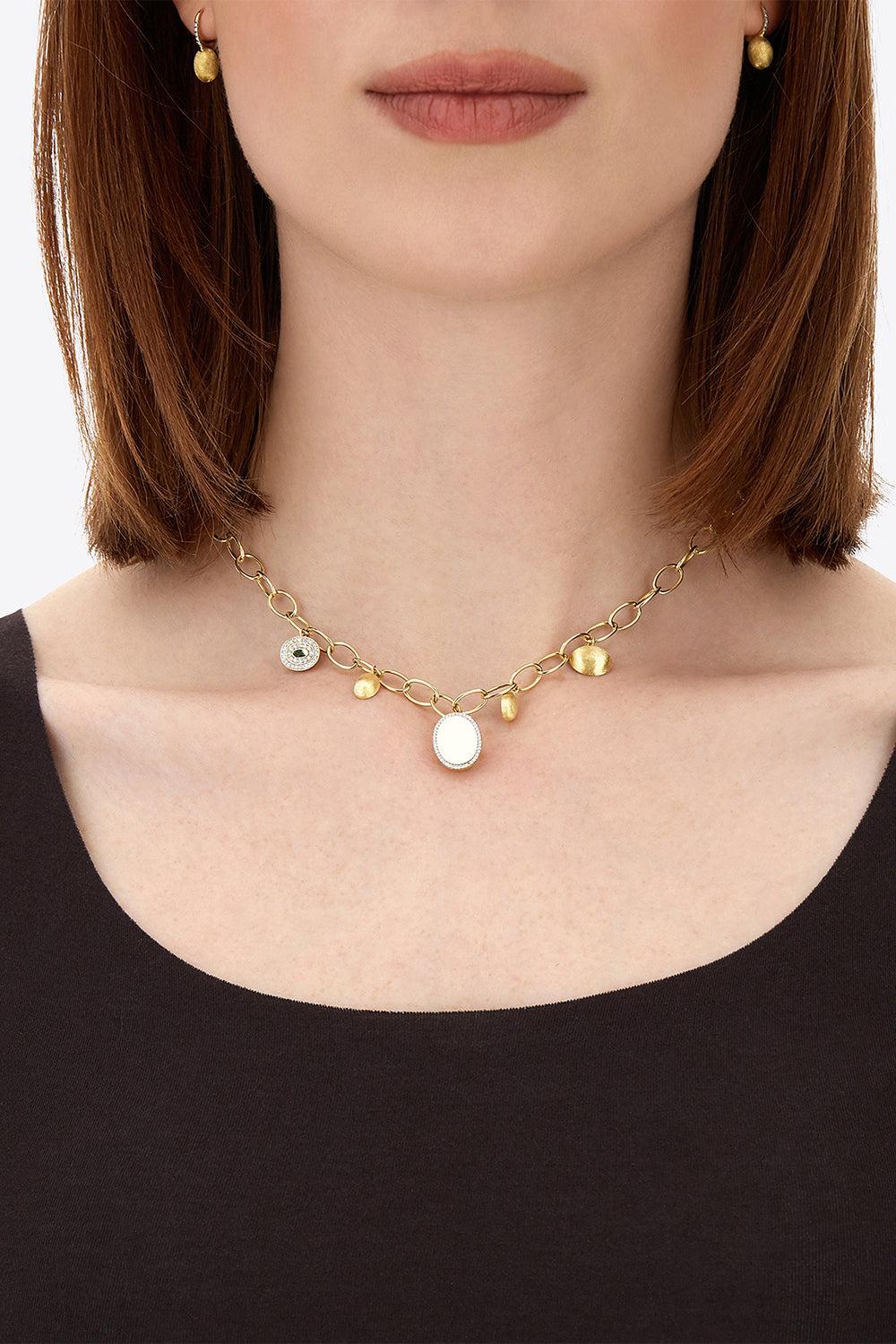  Diamond Alternating Boule Link Sway Necklace-YELLOW GOLD-JEWELRYFINE JEWELNECKLACE O-NANIS 