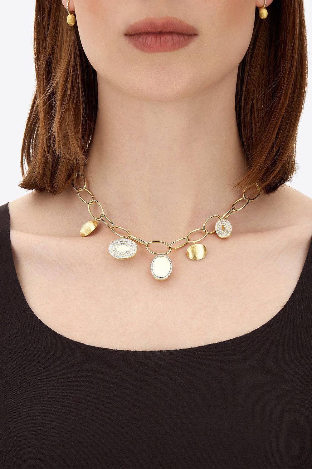 Diamond Boules Sway Link Choker Necklace-YELLOW GOLD-JEWELRYFINE JEWELNECKLACE O-NANIS