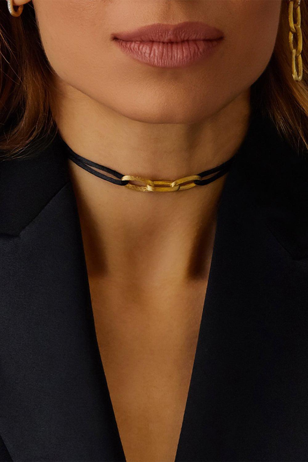 NANIS-"Libera Soul" Chain Bracelet Choker Necklace-YELLOW GOLD