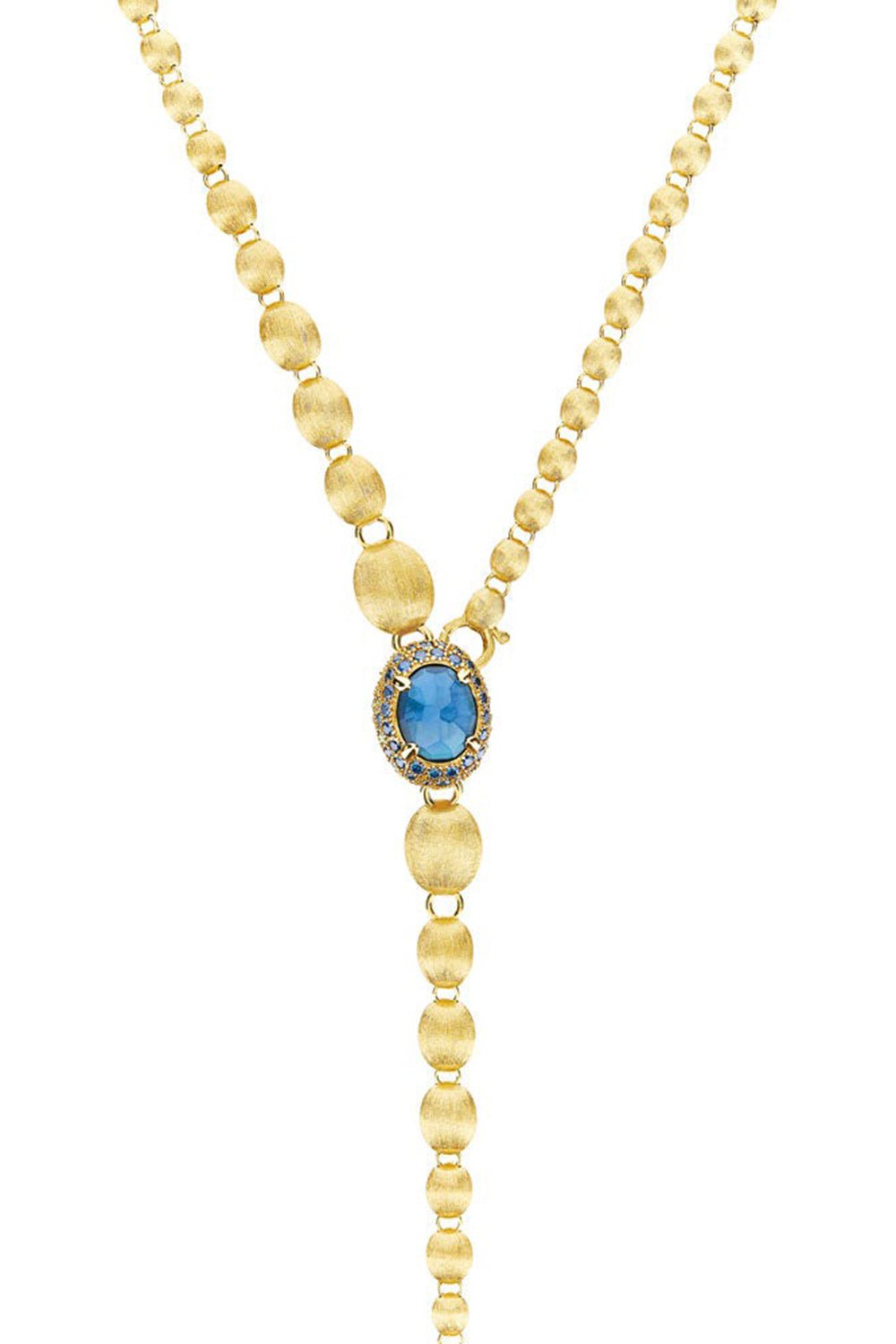 NANIS-Reverse BlueTopaz Convertibility Necklace-YELLOW GOLD