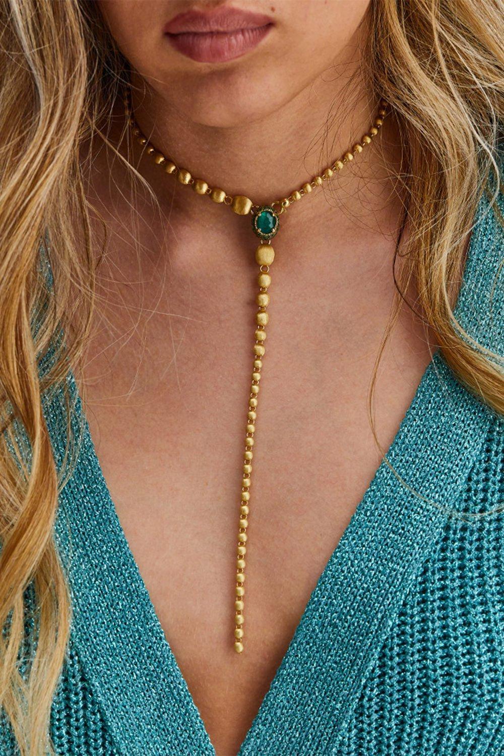 NANIS-Reverse Labrodite Convertible Necklace-YELLOW GOLD