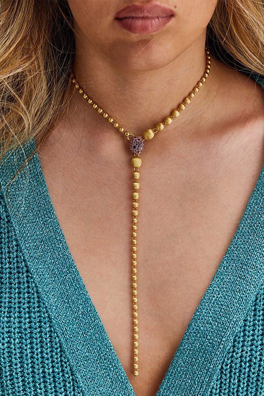 NANIS-Reverse Labrodite Convertible Necklace-YELLOW GOLD