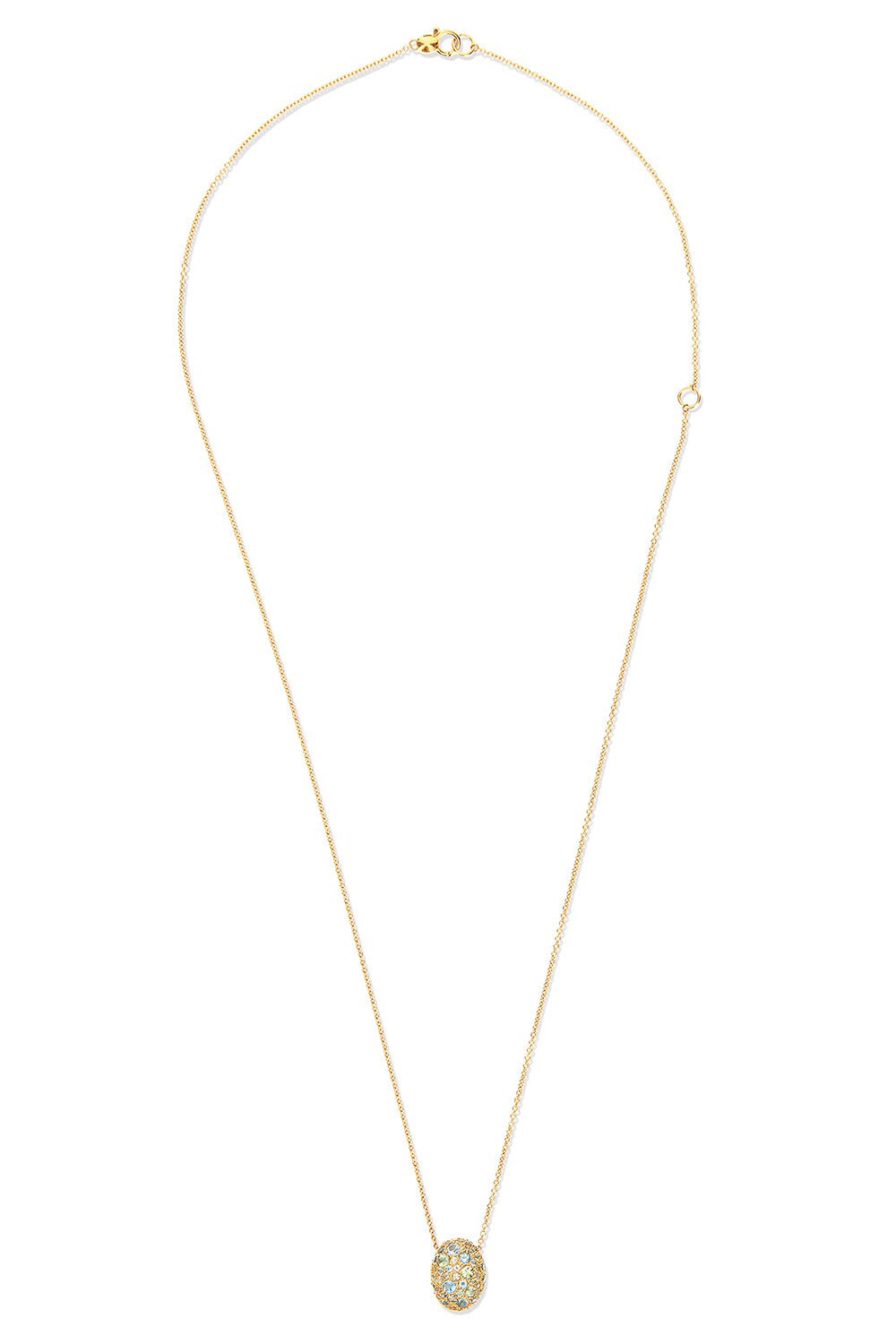 NANIS-Reverse Swiss Blue Topaz Pendant Necklace-YELLOW GOLD