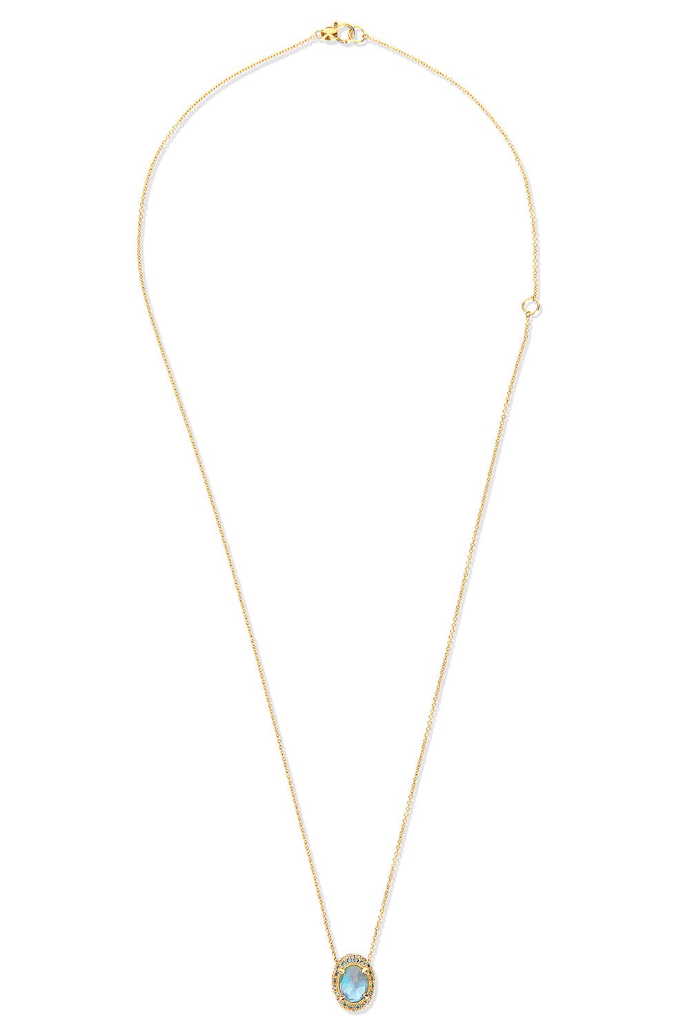 NANIS-Reverse Swiss Blue Topaz Pendant Necklace-YELLOW GOLD