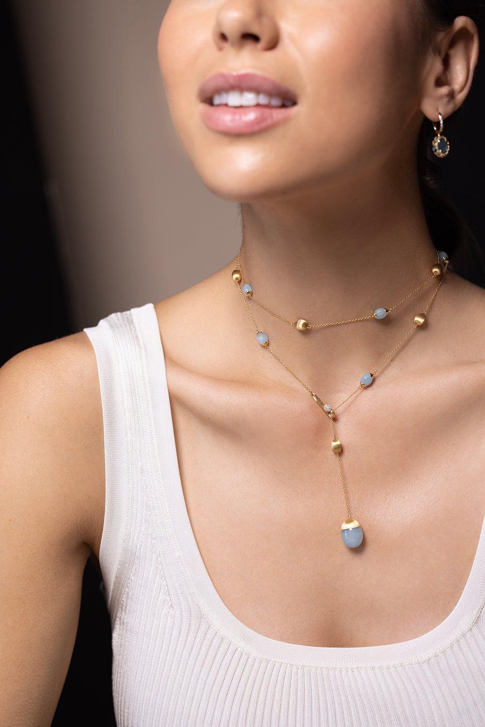NANIS-Soffio Aquamarine Y Necklace-YELLOW GOLD