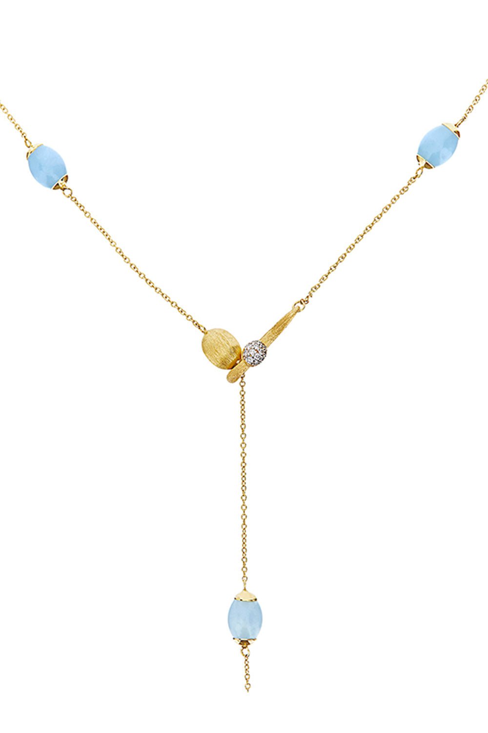 NANIS-Soffio Aquamarine Y Necklace-YELLOW GOLD