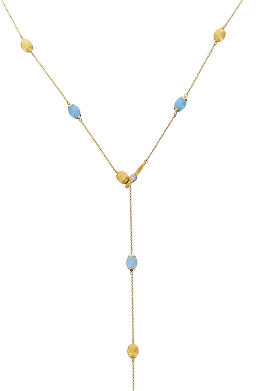 NANIS-Soffio Aquamarine Y Necklace-YELLOW GOLD