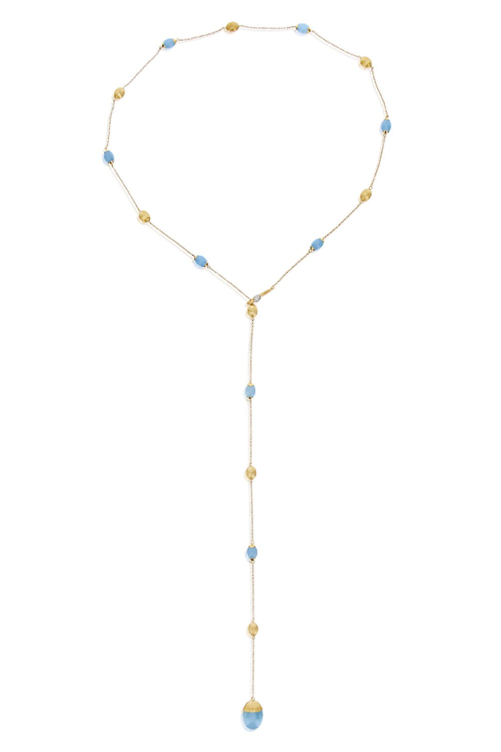 NANIS-Soffio Aquamarine Y Necklace-YELLOW GOLD