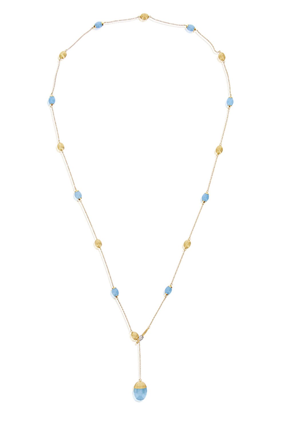 NANIS-Soffio Aquamarine Y Necklace-YELLOW GOLD