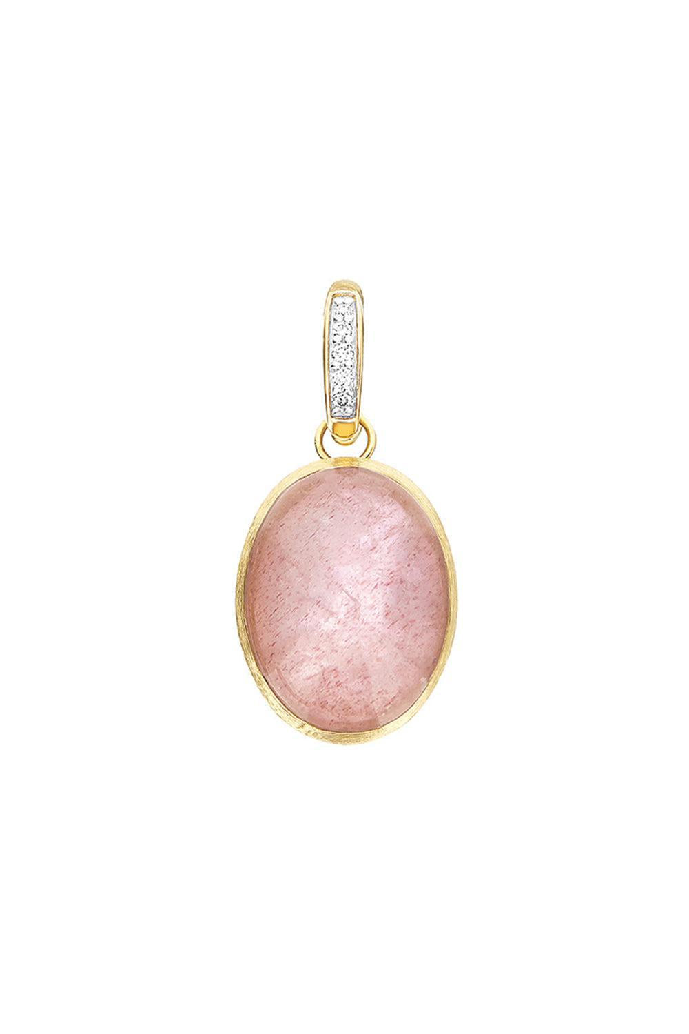Medium "Boules" Strawberry Quartz Rosolio Charm-YELLOW GOLD-JEWELRYFINE JEWELPENDANT-NANIS
