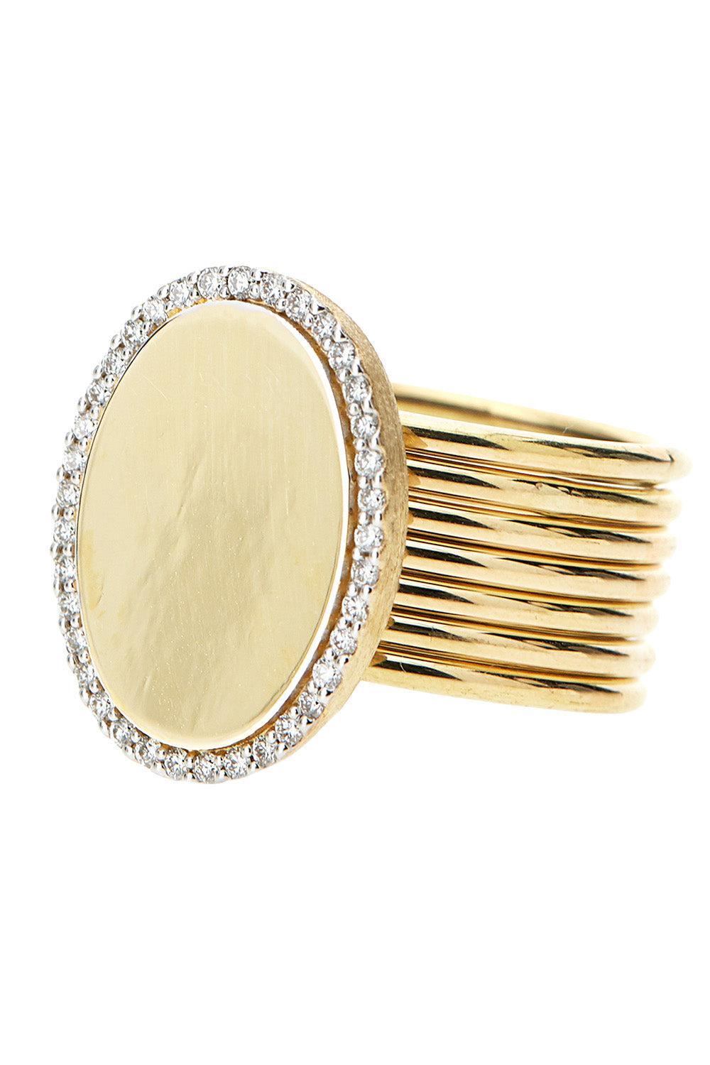 Diamond Boules Sway Seven Band Halo Ring-YELLOW GOLD-6.25-JEWELRYFINE JEWELRING-NANIS