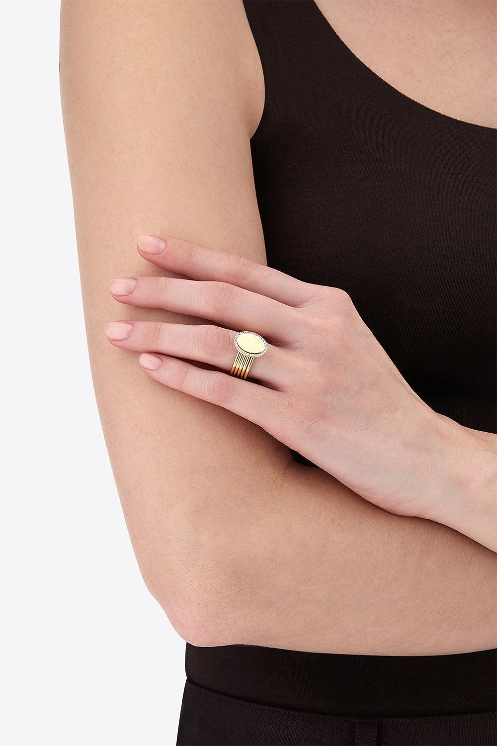 Diamond Five Band Sway Ring-YELLOW GOLD-6.25-JEWELRYFINE JEWELRING-NANIS