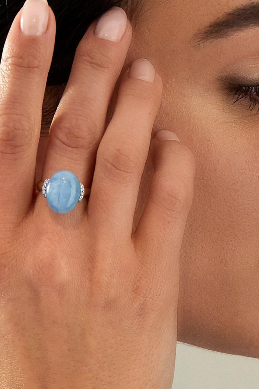 NANIS-Azure Aquamarine Large Ring-YELLOW GOLD