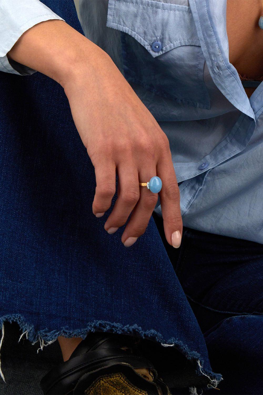 NANIS-Azure Aquamarine Large Ring-YELLOW GOLD