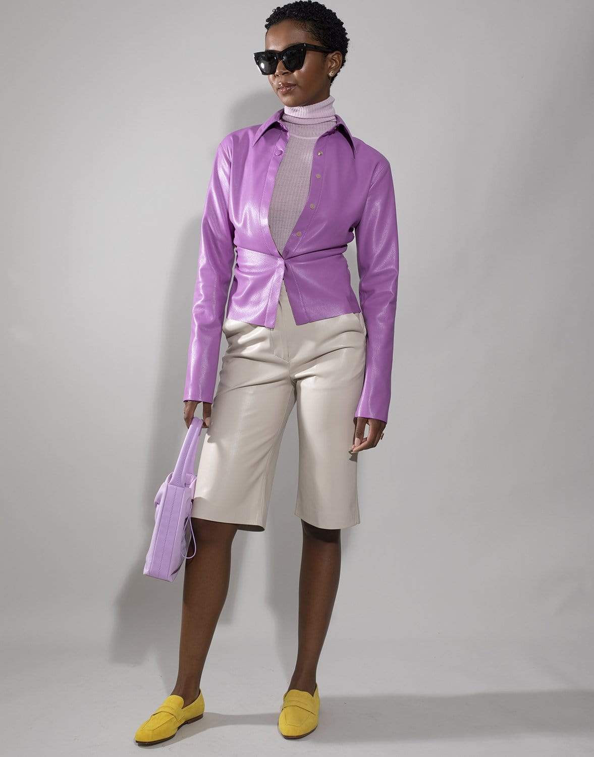 NANUSHKA-Super Pink Vegan Leather Shado Jacket-