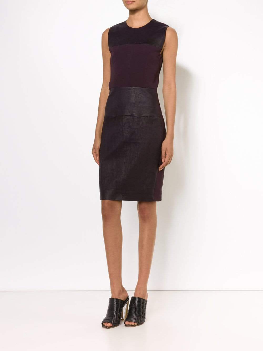 NARCISO RODRIGUEZ-Leather Crepe Dress-