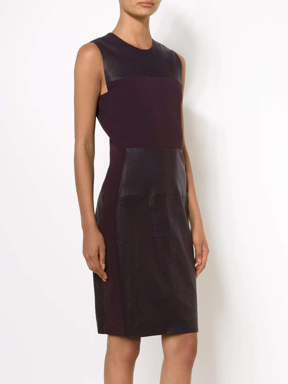 NARCISO RODRIGUEZ-Leather Crepe Dress-