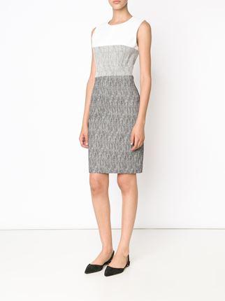 NARCISO RODRIGUEZ-Faux-Snake Contrast Dress-WHT/BLK
