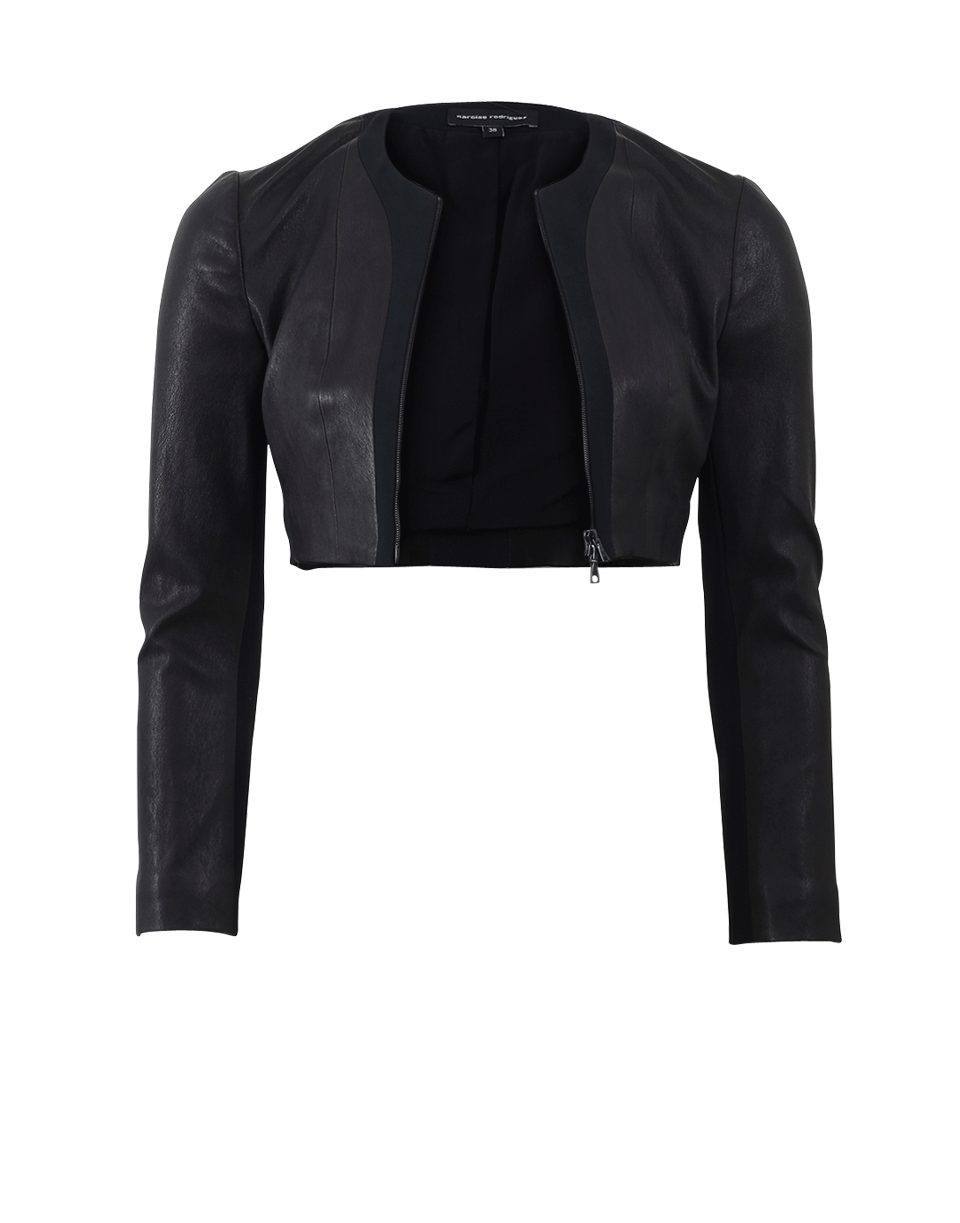 NARCISO RODRIGUEZ-Leather Crepe Cardigan-