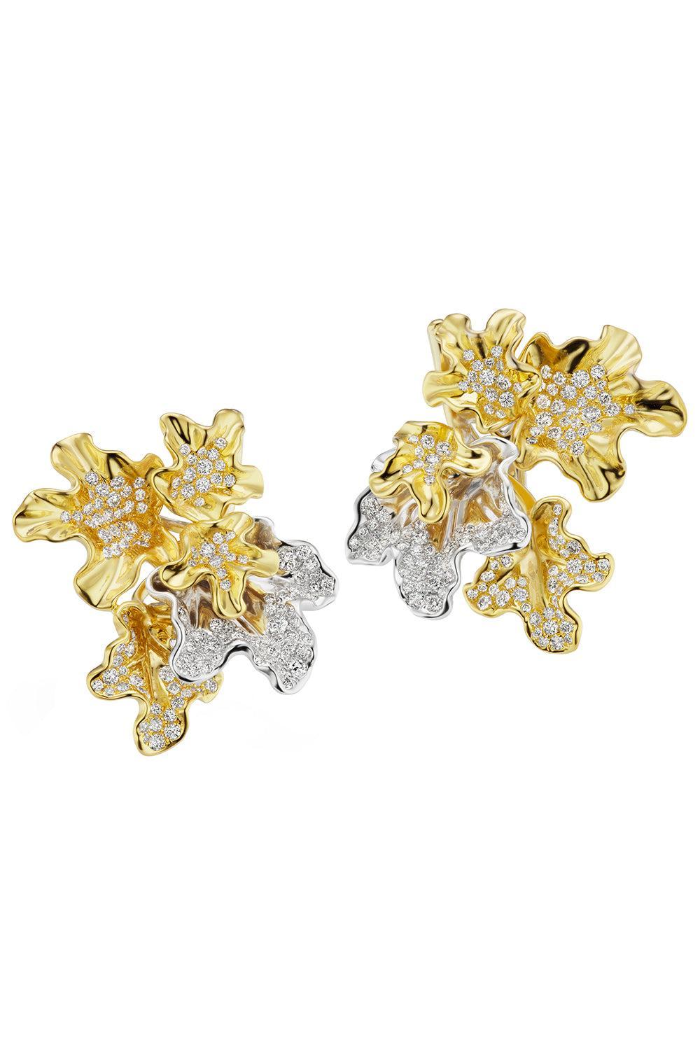 Diamond Feuille Chantal Diamond Earrings-YELLOW GOLD-JEWELRYFINE JEWELEARRING-NEHA DANI