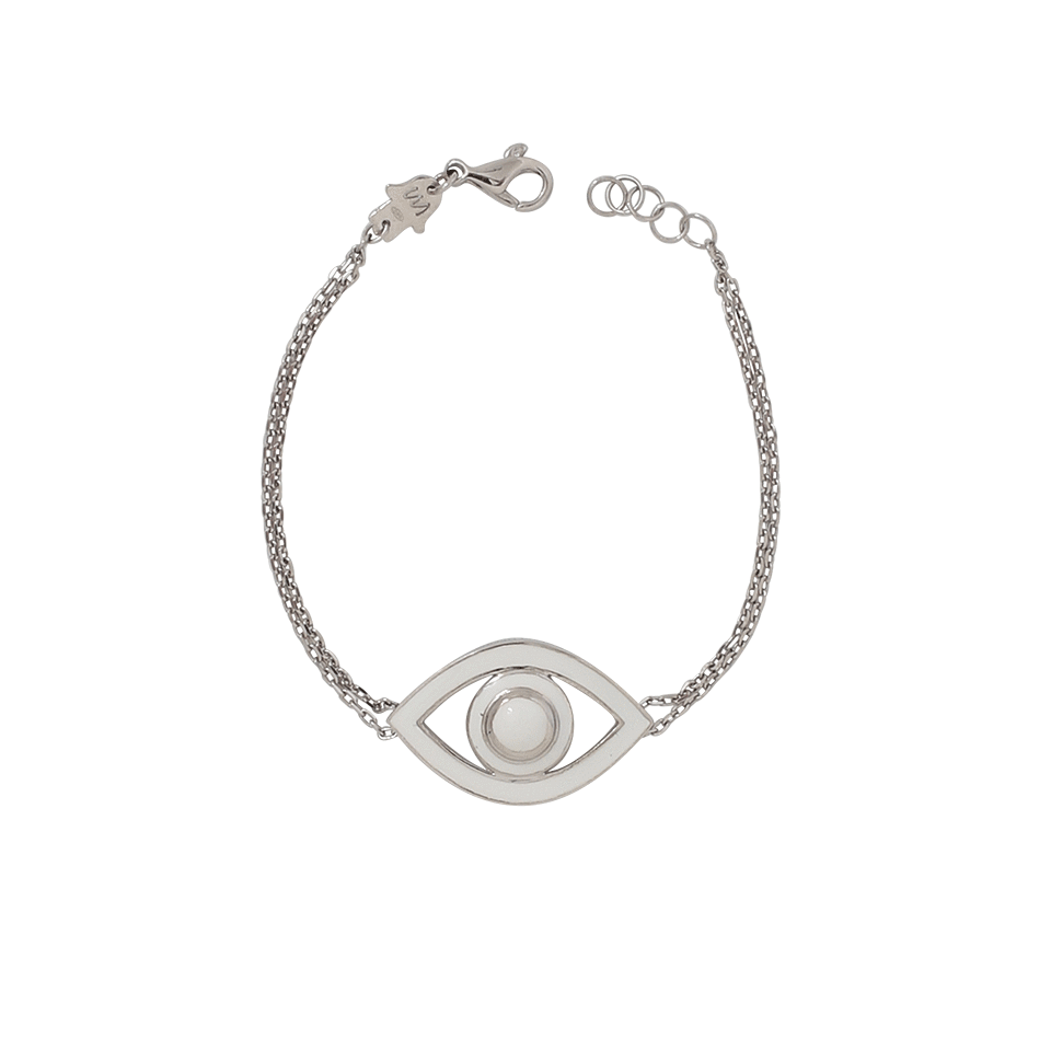 NETALI NISSIM-Fortuna Big Eye White Enamel Bracelet-SILVER