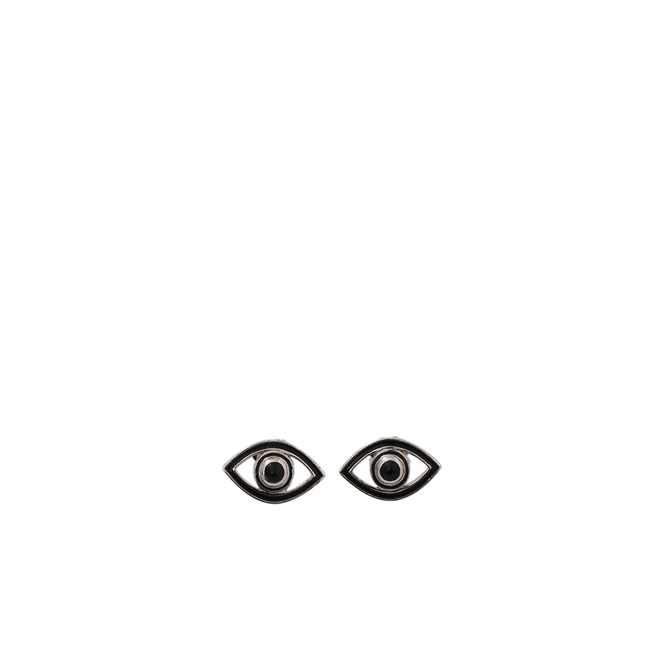 NETALI NISSIM-Fortuna Mini Eye Black Earrings-SILVER