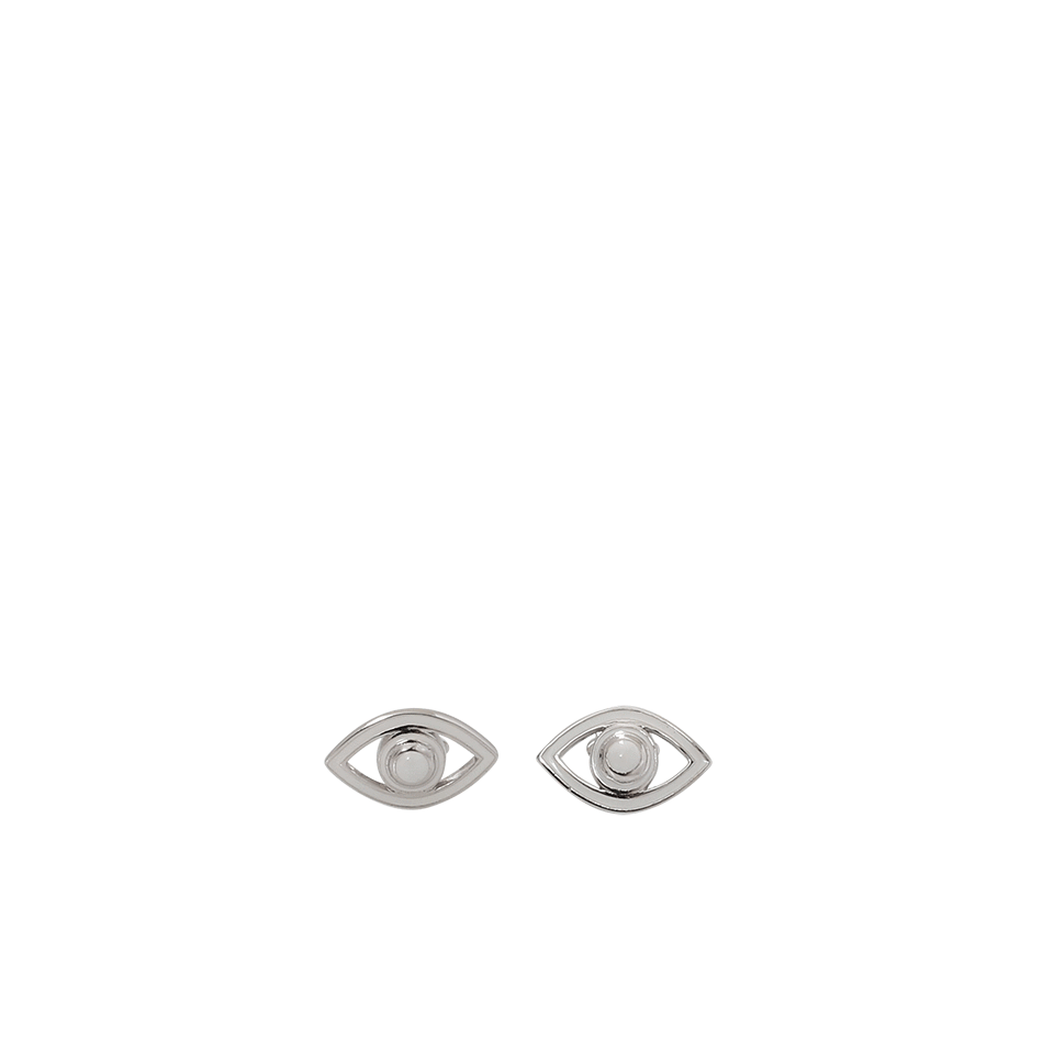 NETALI NISSIM-Fortuna Mini Eye White Earrings-SILVER
