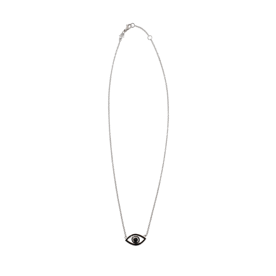 NETALI NISSIM-Fortuna Mini Eye Black Necklace-SILVER