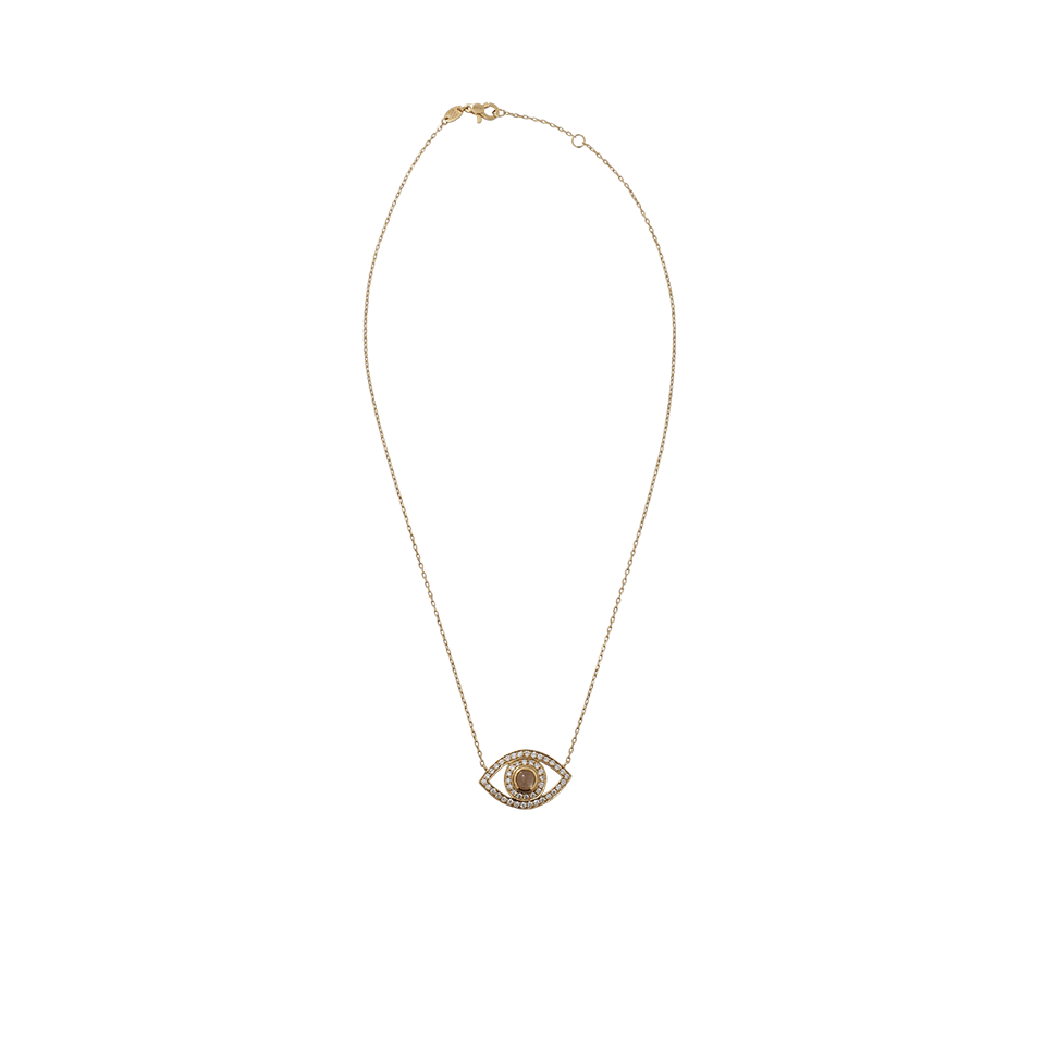 NETALI NISSIM-Diamond And Moonstone Big Eye Pendant Necklace-YELLOW GOLD