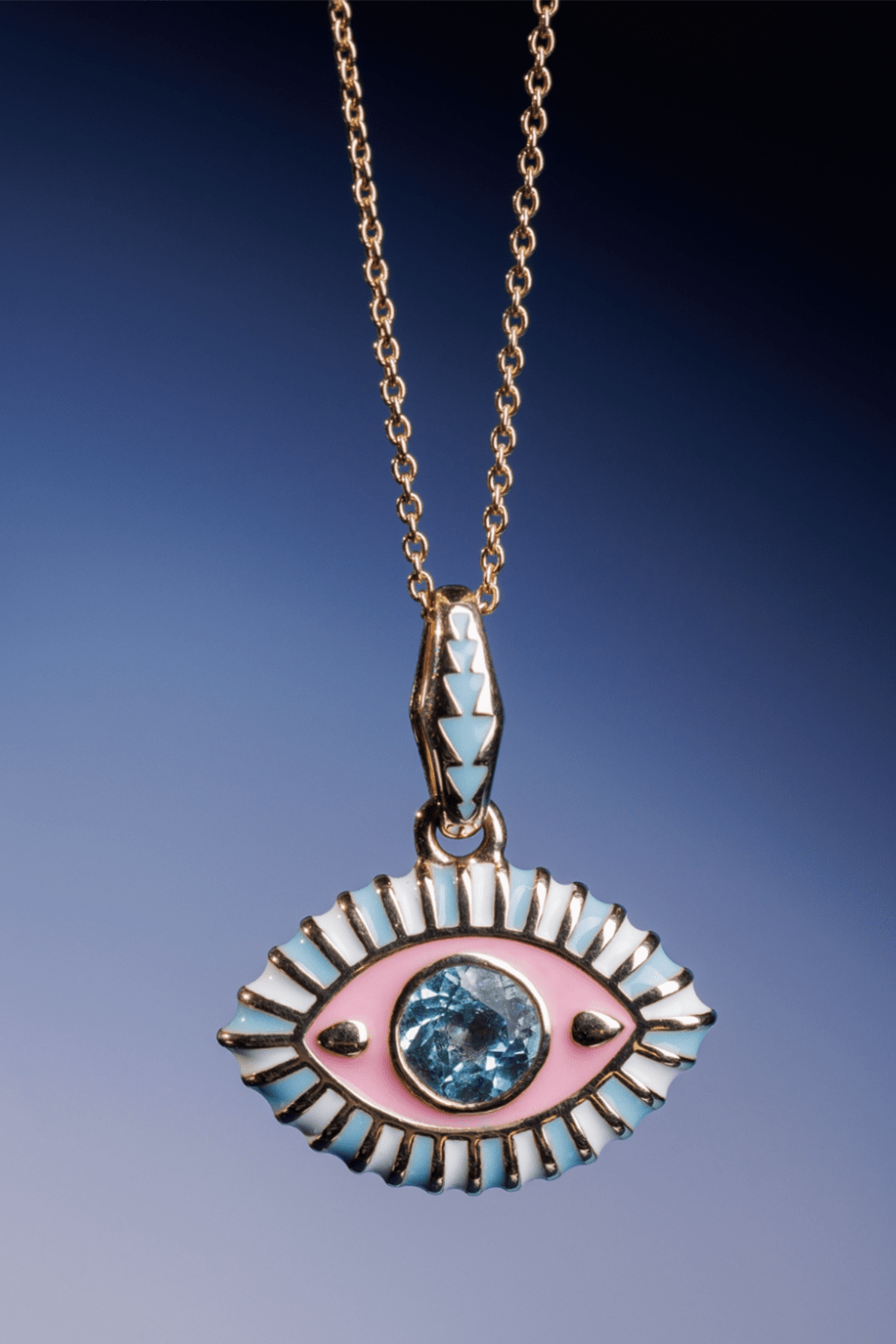 NEVERNOT-Blue Topaz Life In Colour Necklace-YELLOW GOLD