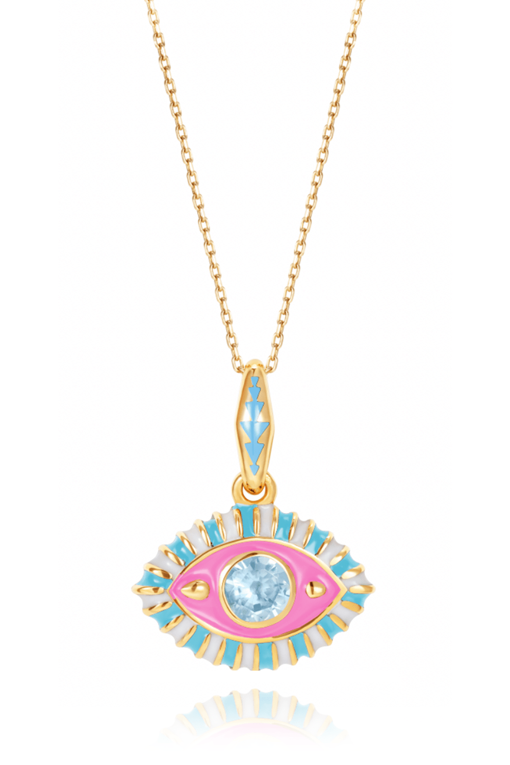 NEVERNOT-Blue Topaz Life In Colour Necklace-YELLOW GOLD