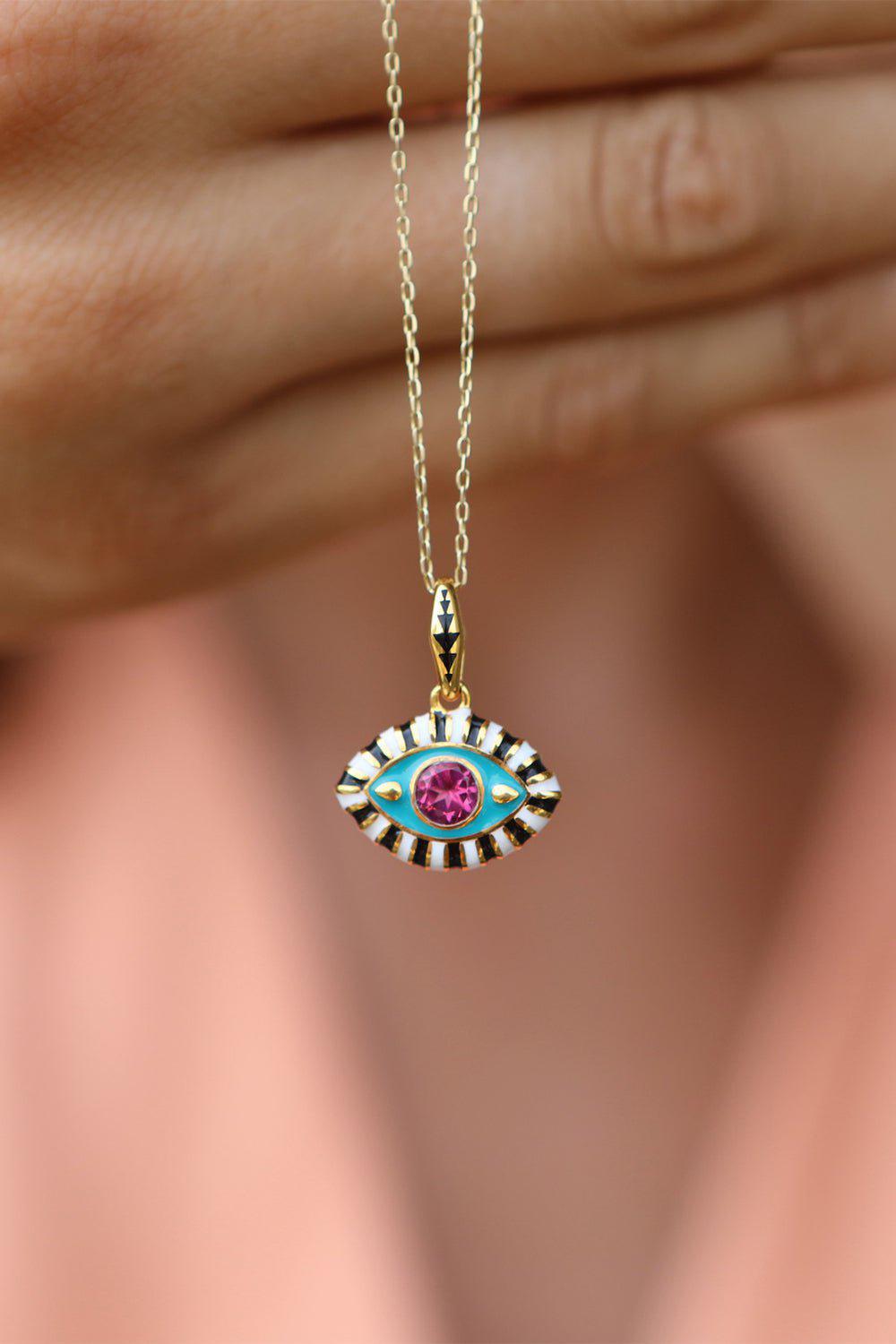 NEVERNOT-Pink Topaz Life In Colour Necklace-YELLOW GOLD