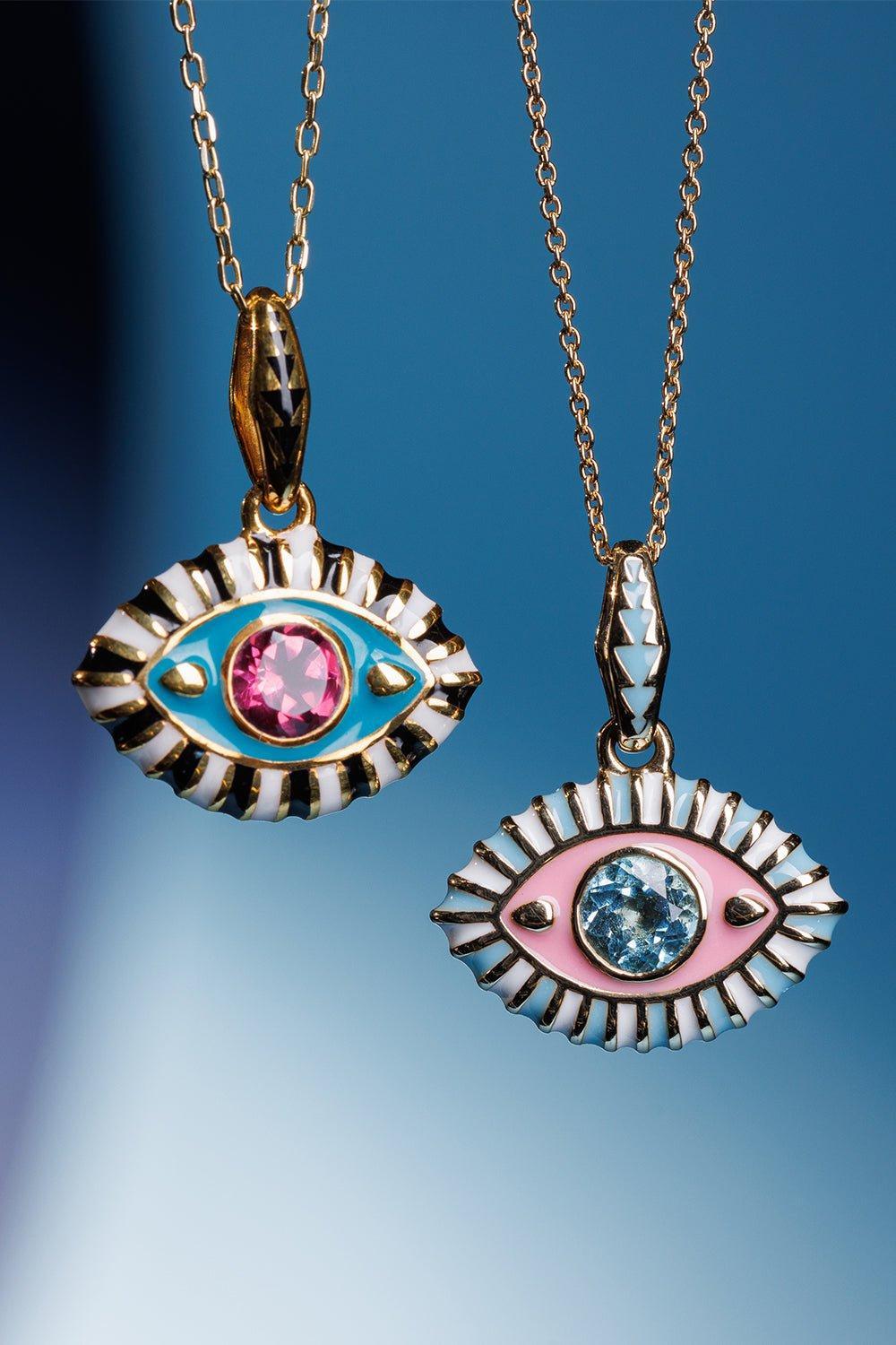 NEVERNOT-Pink Topaz Life In Colour Necklace-YELLOW GOLD