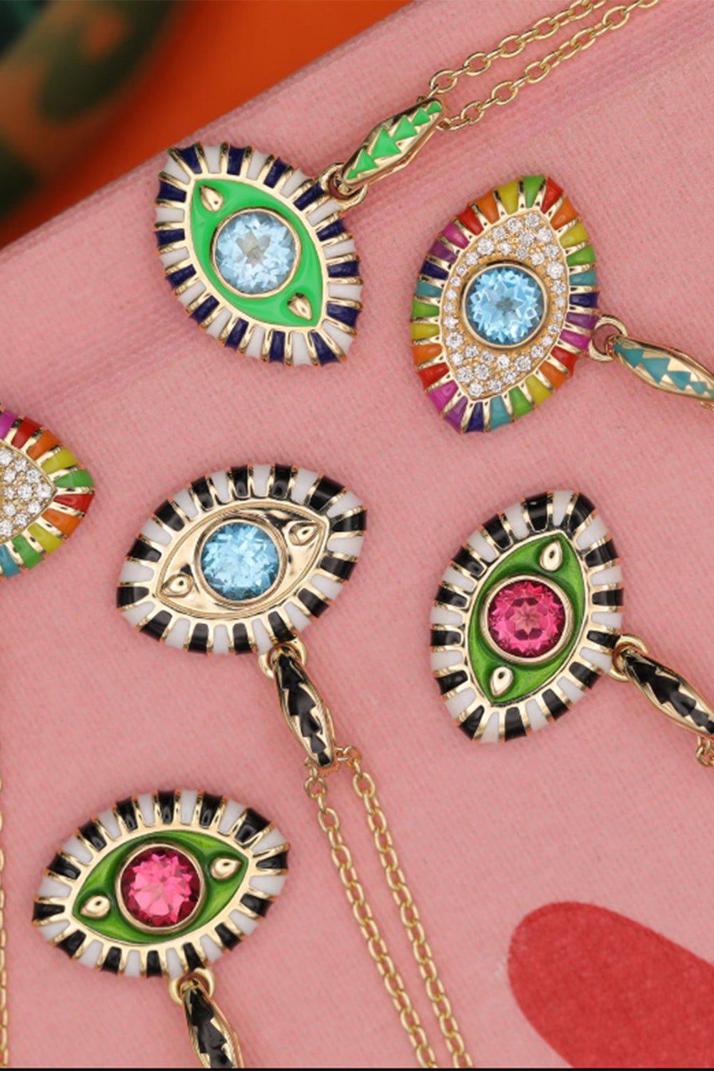 NEVERNOT-Pink Topaz Life In Colour Pendant Necklace-YELLOW GOLD