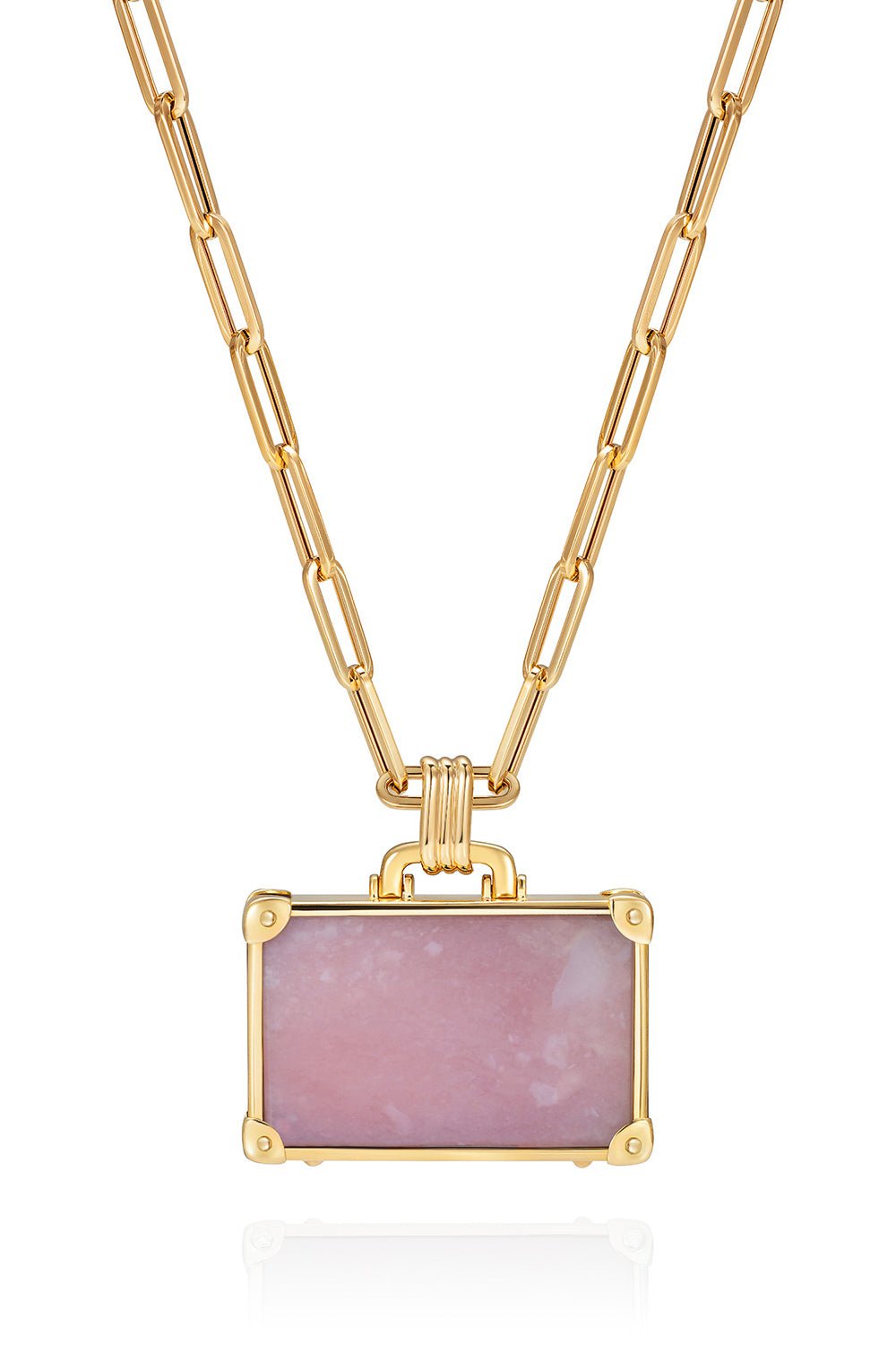 NEVERNOT-Large Flamingo Sunset Suitcase Necklace-YELLOW GOLD