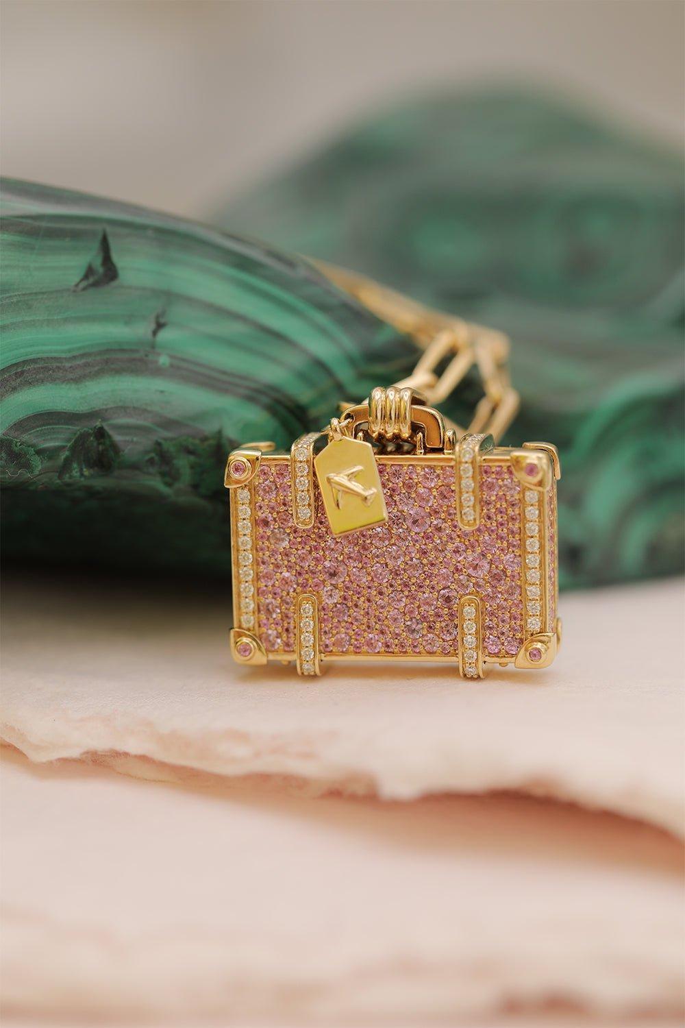 NEVERNOT-Large Pink Sapphire Travel Necklace-YELLOW GOLD