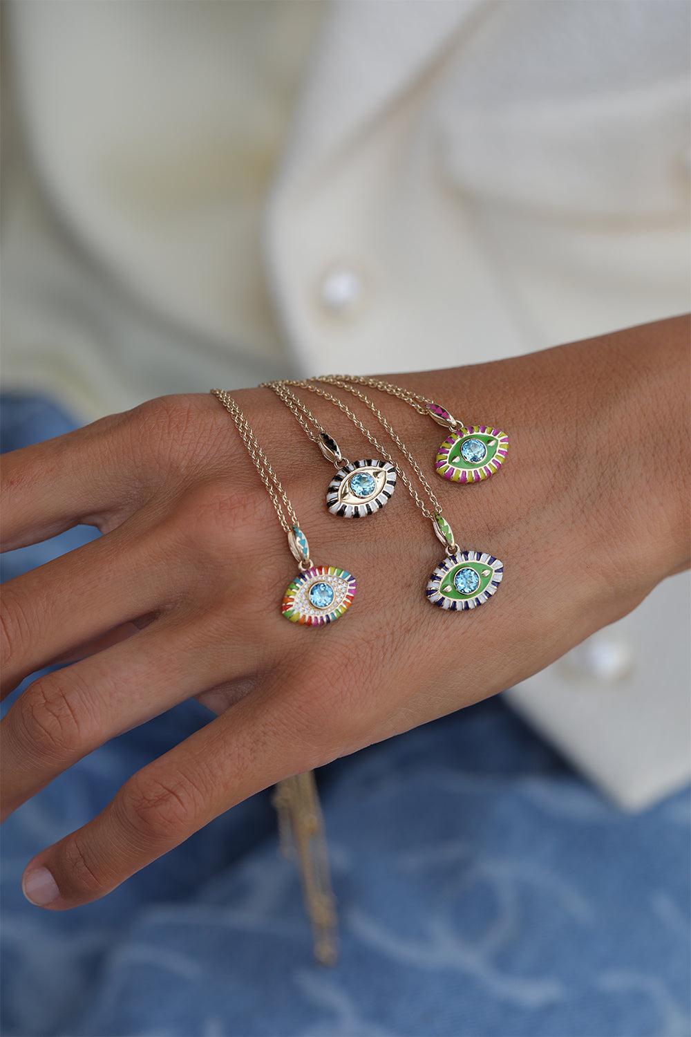 Life In Colour Pink Eye Pendant Necklace-YELLOW GOLD-JEWELRYFINE JEWELNECKLACE O-NEVERNOT