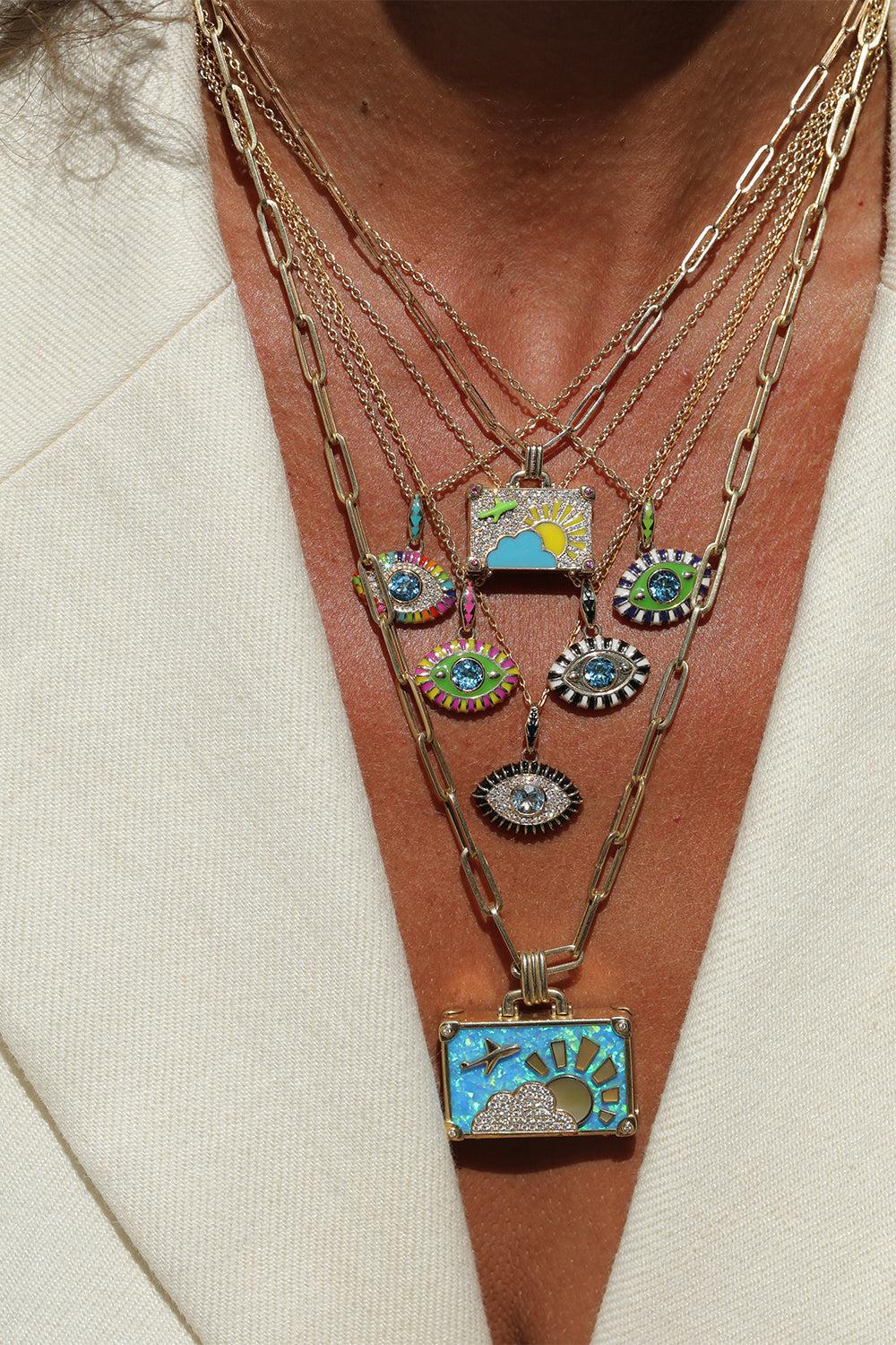 Life In Colour Pink Eye Pendant Necklace-YELLOW GOLD-JEWELRYFINE JEWELNECKLACE O-NEVERNOT