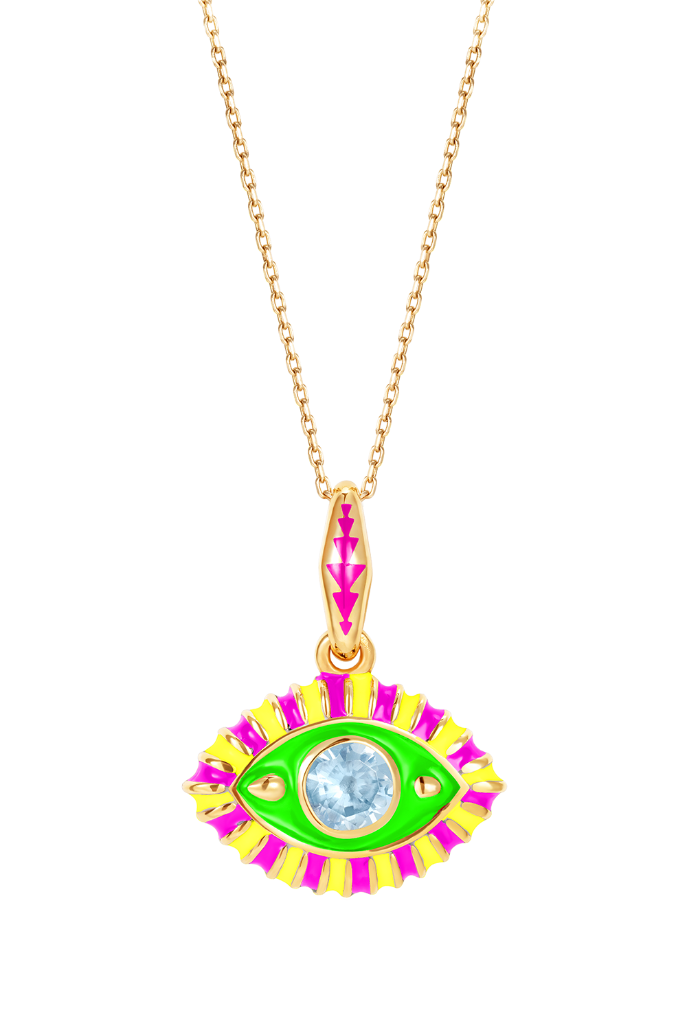 Life In Colour Pink Eye Pendant Necklace-YELLOW GOLD-JEWELRYFINE JEWELNECKLACE O-NEVERNOT