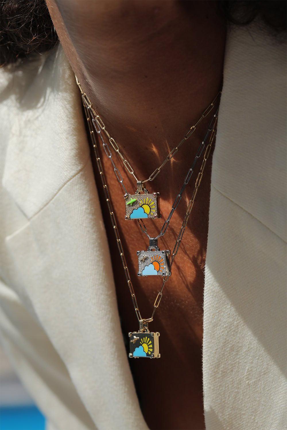 NEVERNOT-Small Weekend Trip Suitcase Necklace-YELLOW GOLD